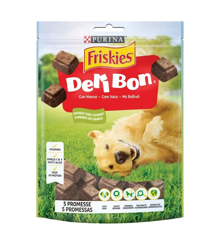 Snack per cani purina friskies "deli-bon" con manzo 130 gr