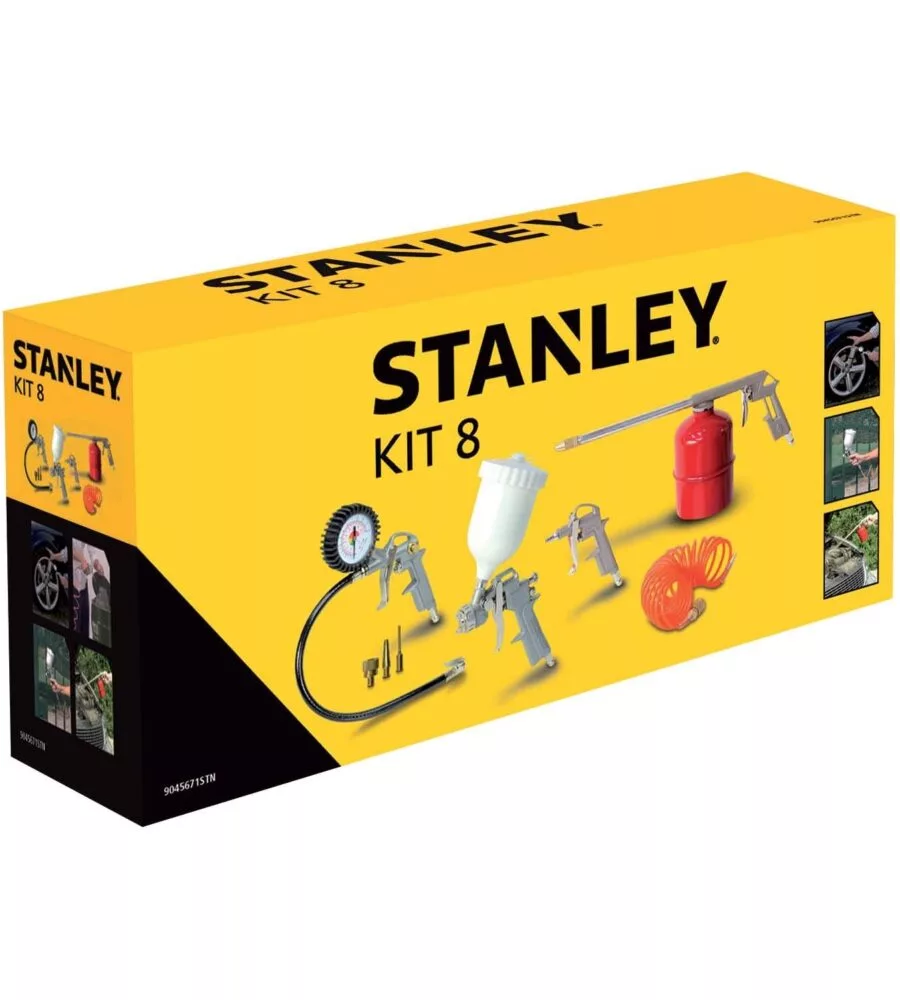 Kit 8 accessori per compressore aria compressa - attacco rapido stanley