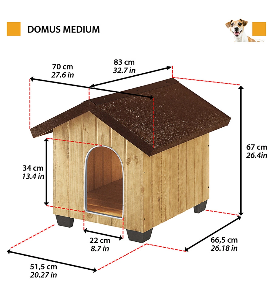 Cuccia per cani da esterno domus medium, 70x83x67 cm - ferplast