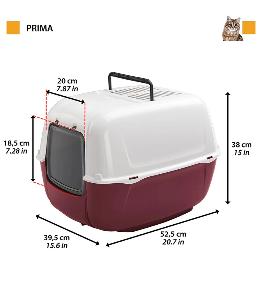 Lettiera toilette gatto chiusa ferplast 'prima' assortiti 39,5x52,5x38 cm