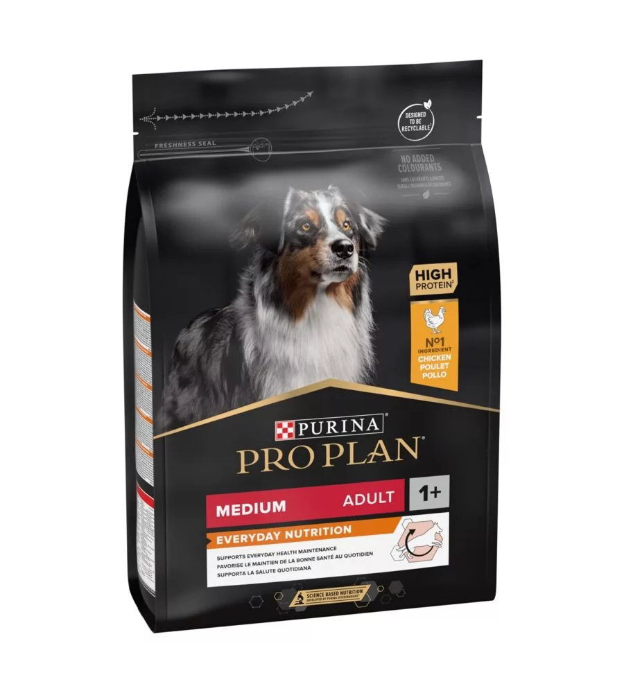 Crocchette per cani purina "pro plan" adulto di taglia media con pollo everyday nutrition 3 kg