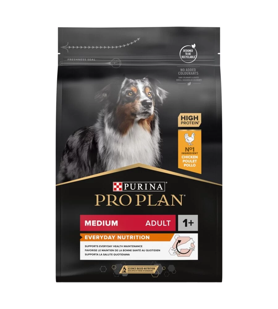 Crocchette per cani purina "pro plan" adulto di taglia media con pollo everyday nutrition 3 kg