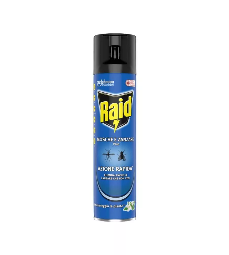 Insetticida spray raid "plus" per mosche e zanzare, 400 ml