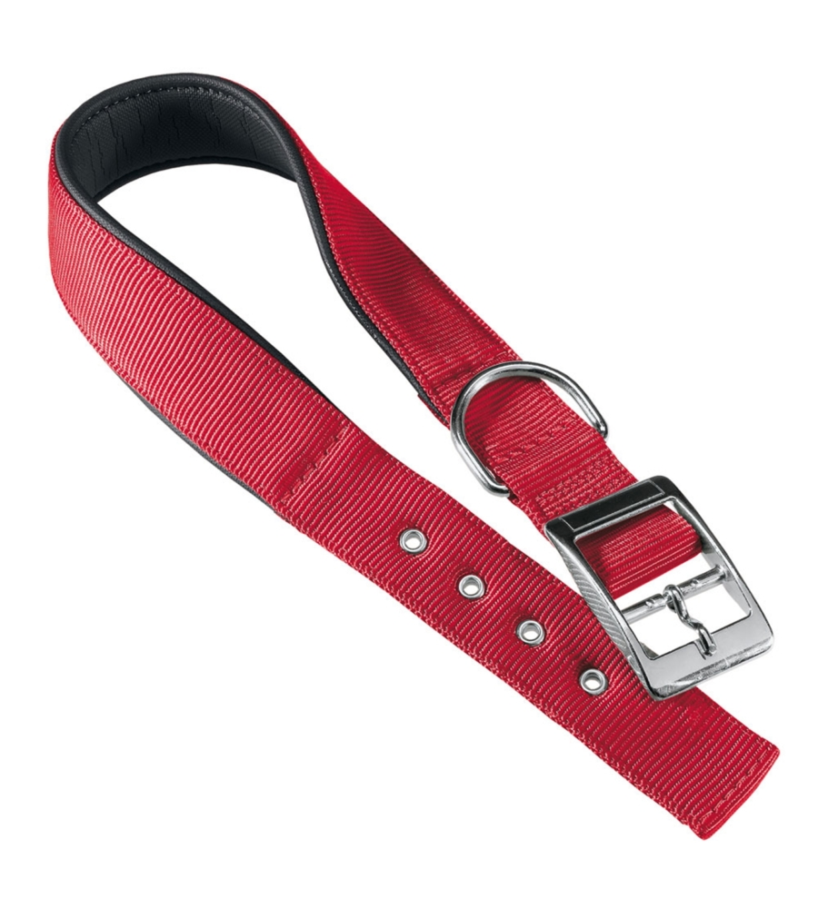 Collare in nylon morbido cs630 e imbottito per cane - colorazione rossa.