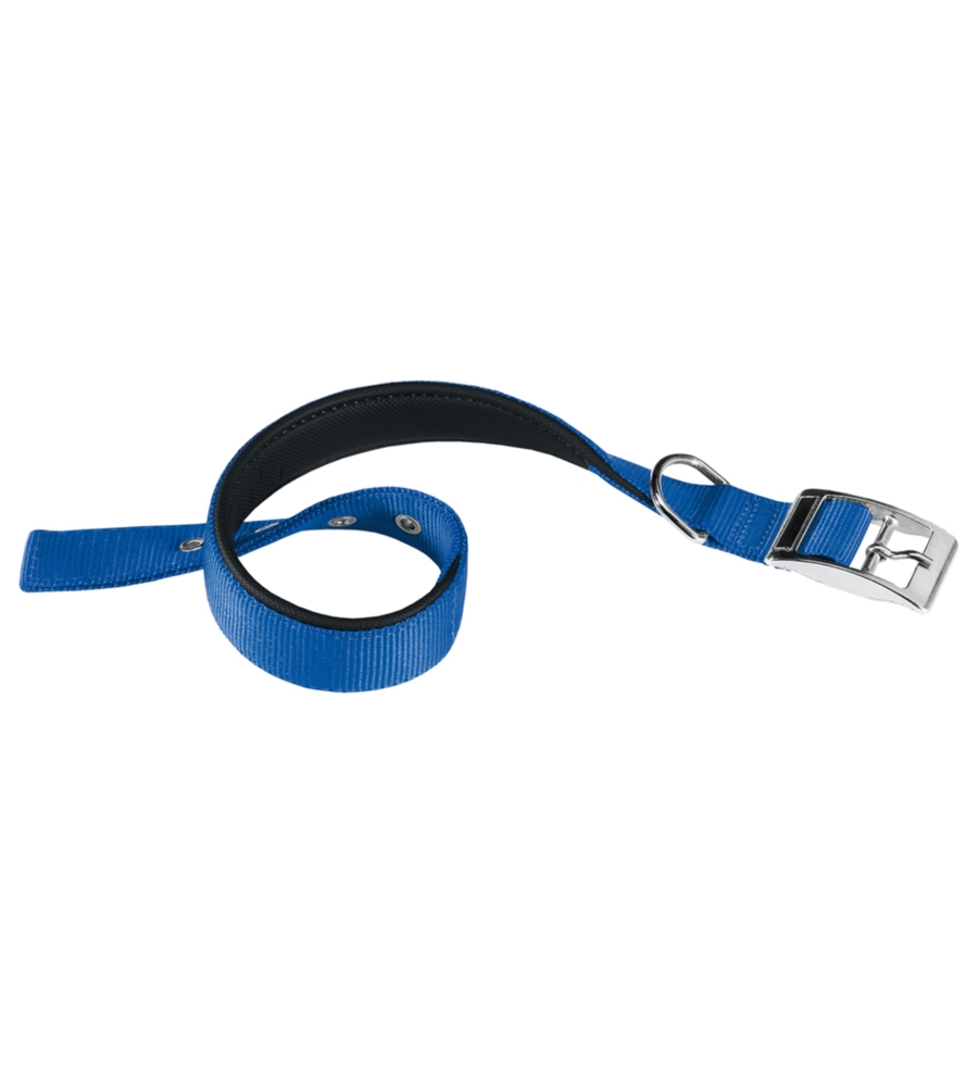 Collare in nylon morbido e imbottito modello ny cs630 per cane di colore blu.