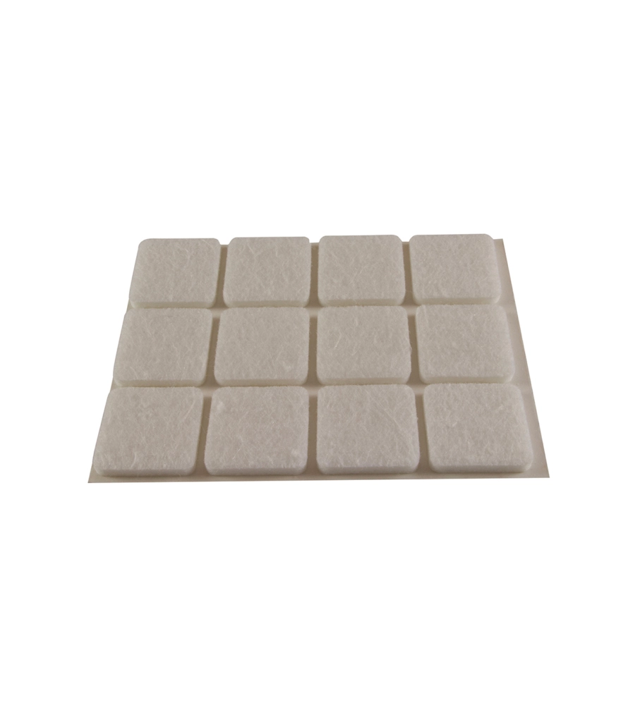 Feltrini adesivi quadrati - 20x20 mm. - bianco - 12 pz.