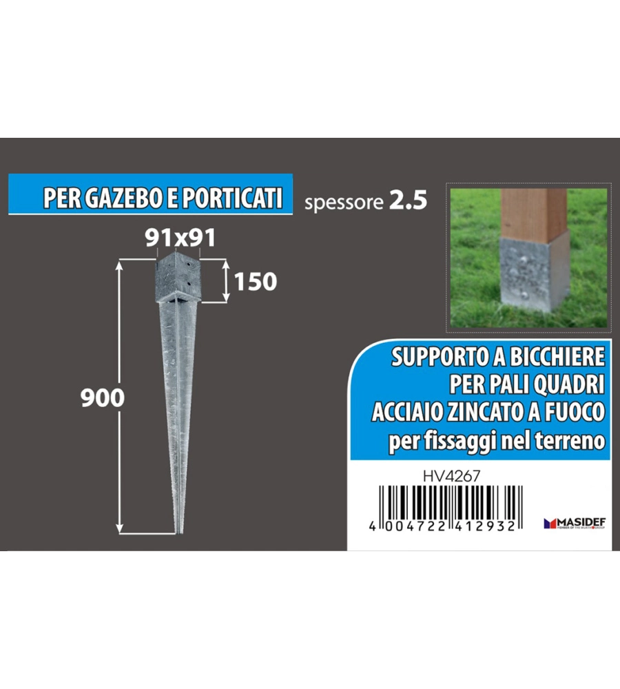 Portapali 91 x 91 x 150 x 900 mm.