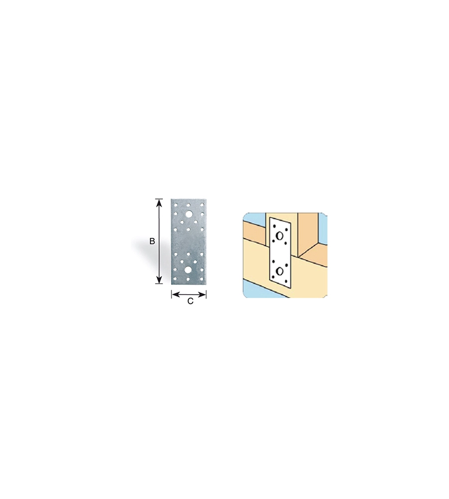 Giunto a piastra forato 140 x 55 mm.