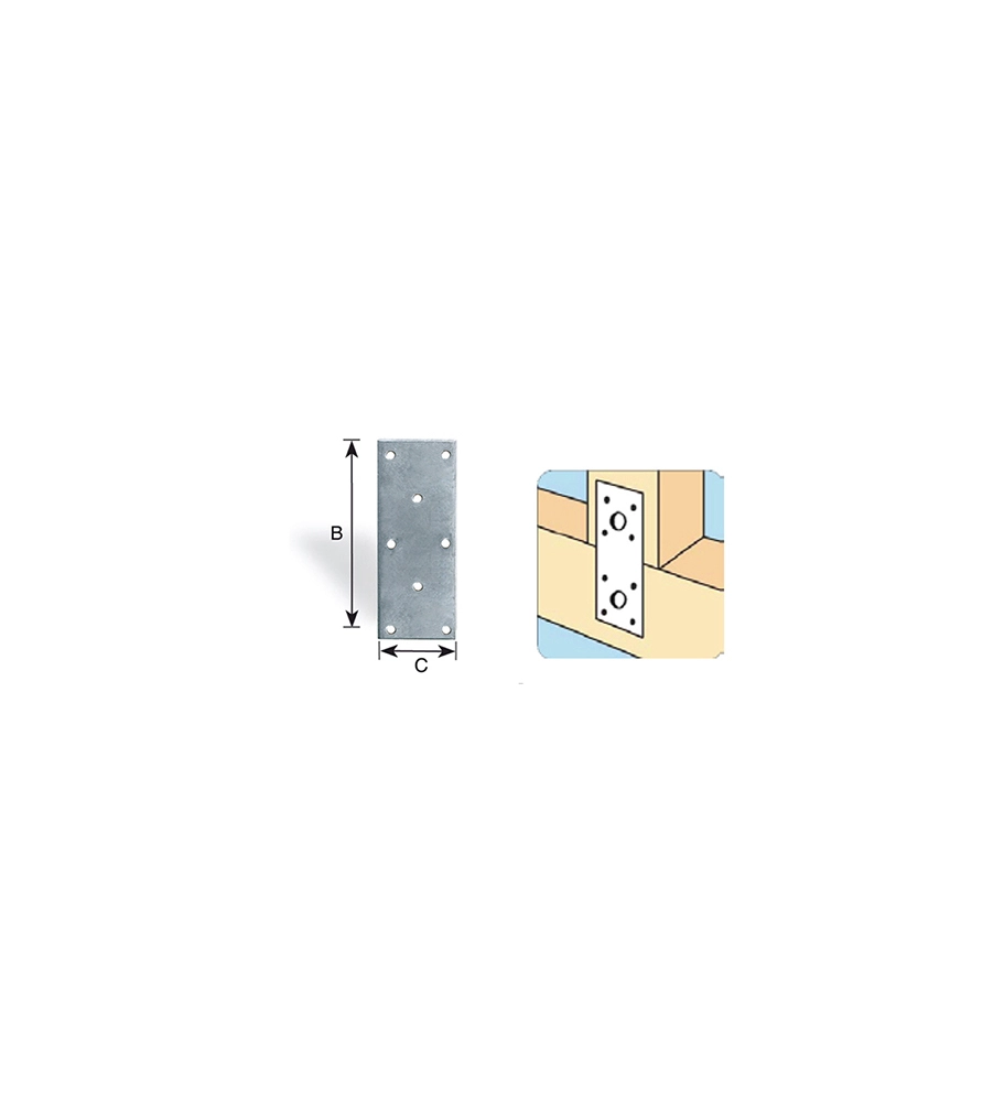 Giunto a piastra forato, leggero 60 x 38 mm.