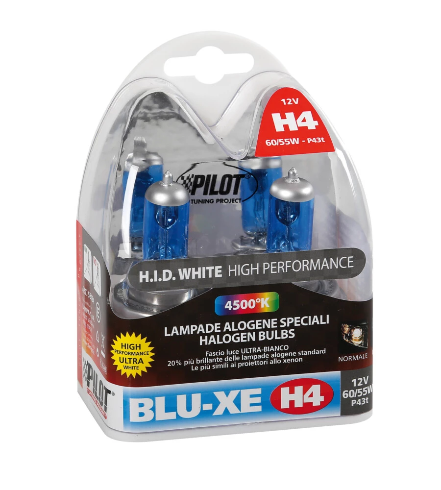 Coppia lampade h4"blu-xe"60/55w pilot  58184