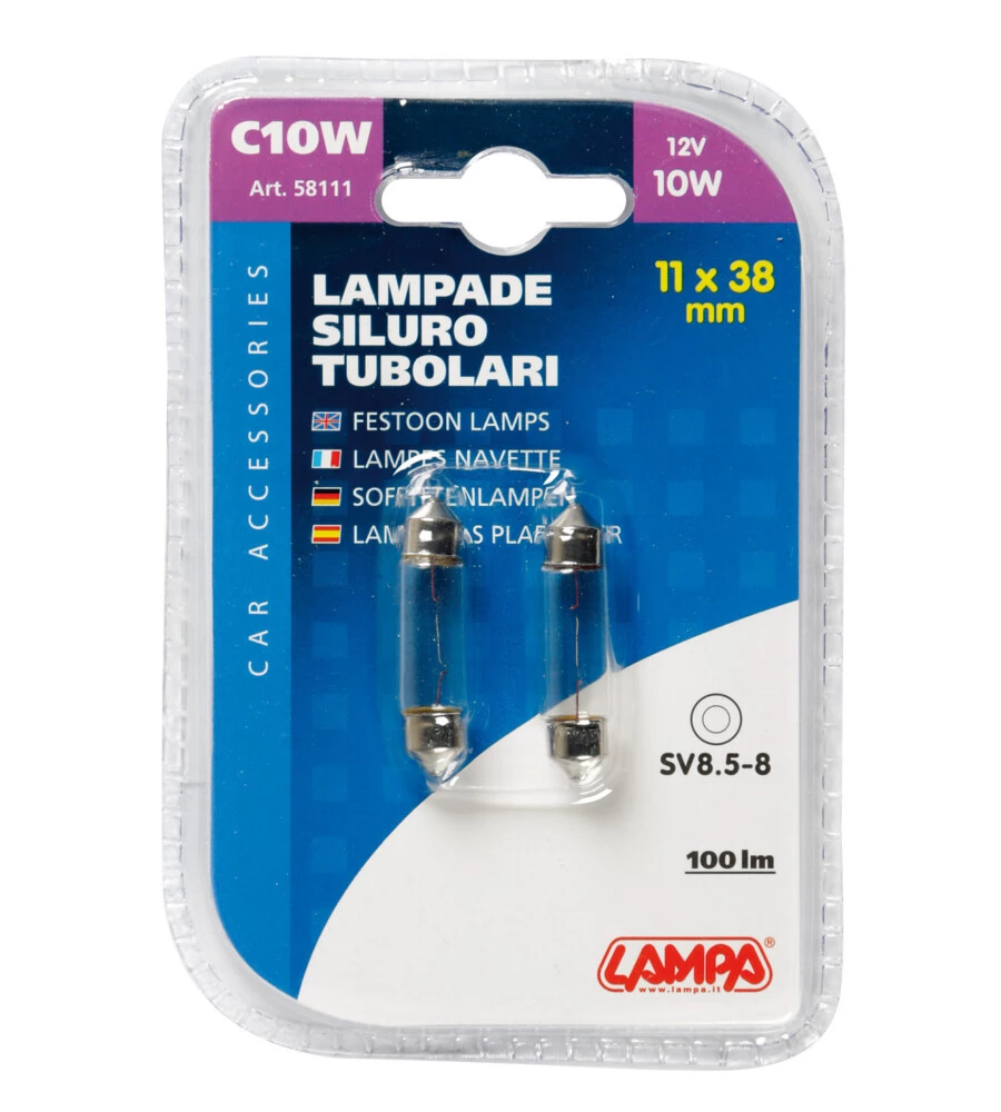 Coppia lampade siluro 10wsv8.5 11x38  58111