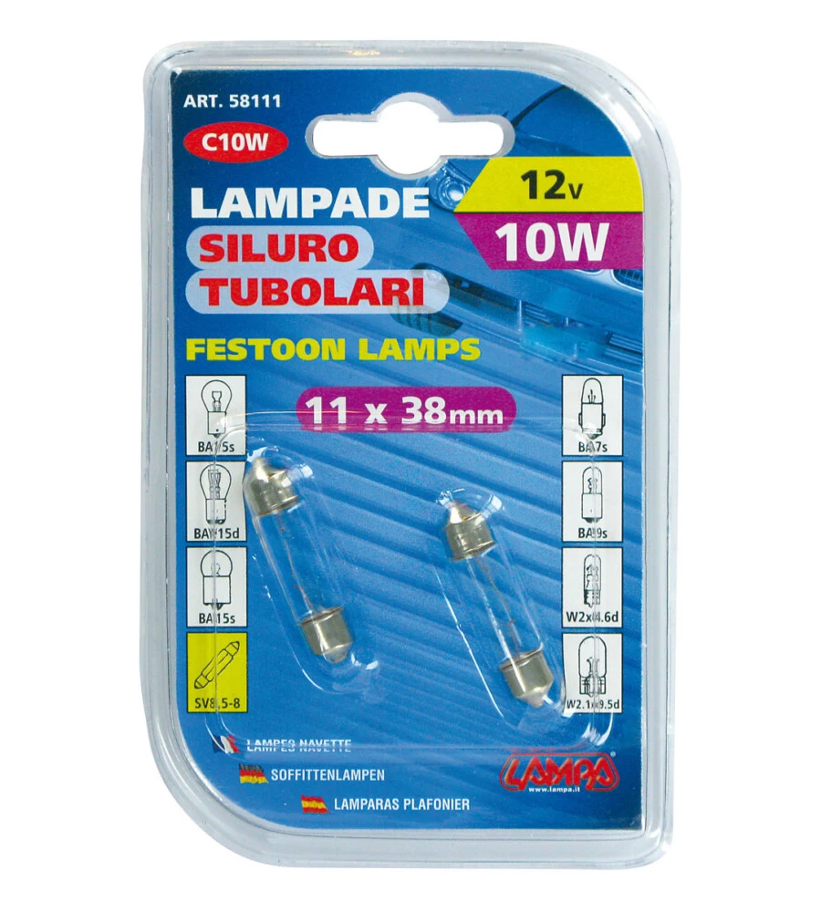 Coppia lampade siluro 10wsv8.5 11x38  58111