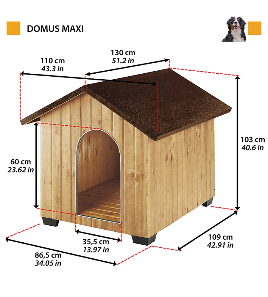 Cuccia per cani da esterno "domus maxi", 111,5x132x103,5 cm  - ferplast