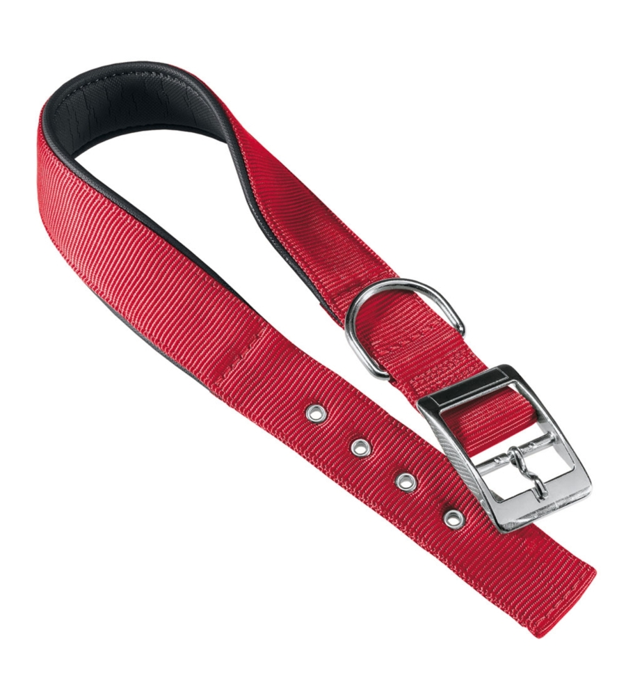 Collare daytona in nylon imbottito per cane colore rosso - mod nycs470.