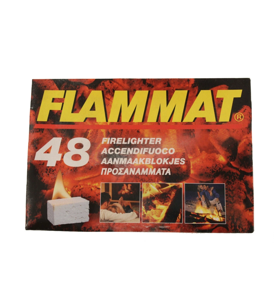 Confezione 48 cubetti accendifuoco flammat per stufe e caminetti