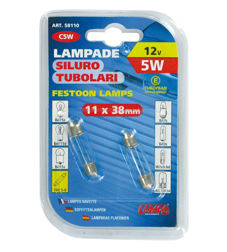 Coppia lampade siluro 5w sv 8.5 11x38  58110