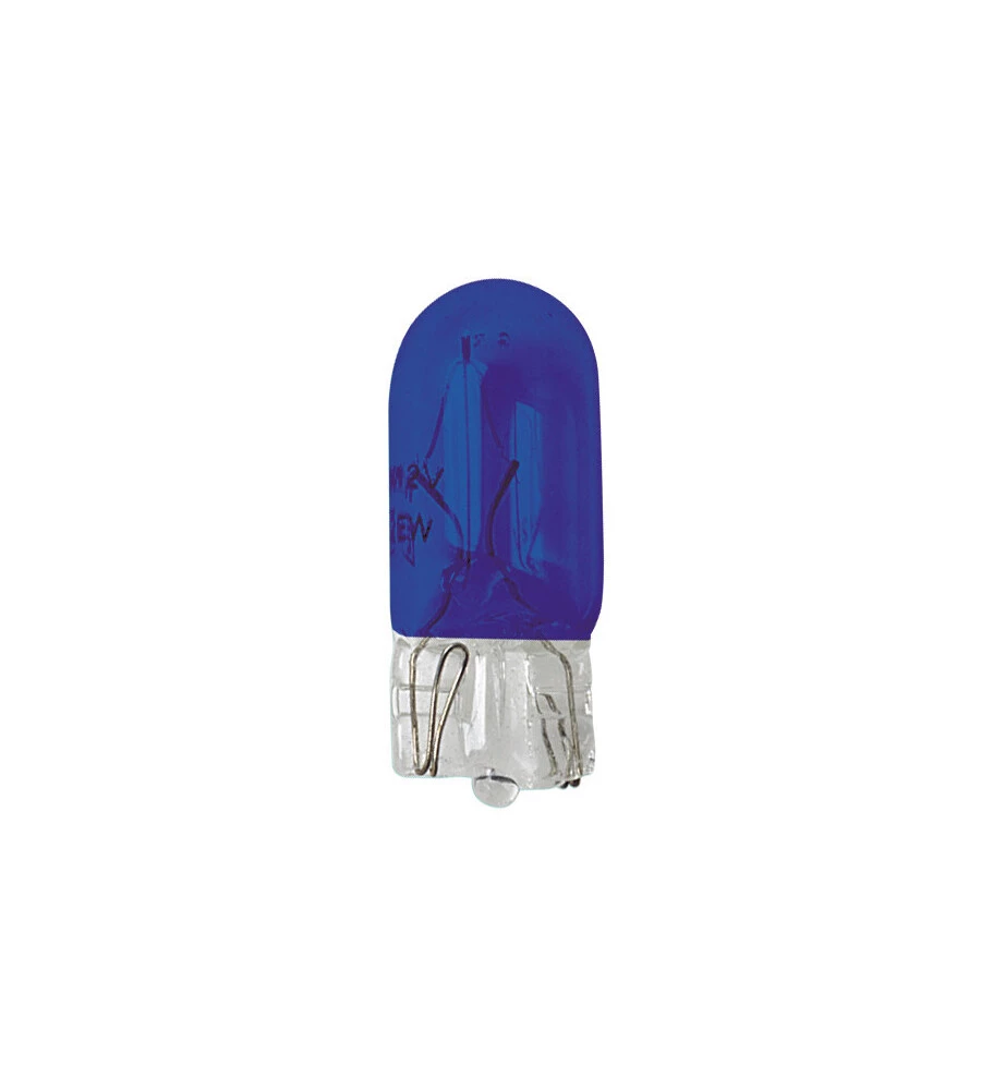 Lampada con zoccolo vetro - (w5w) - 5w - w2,1x9,5d - 2 pz  - d/blister - blu  58360