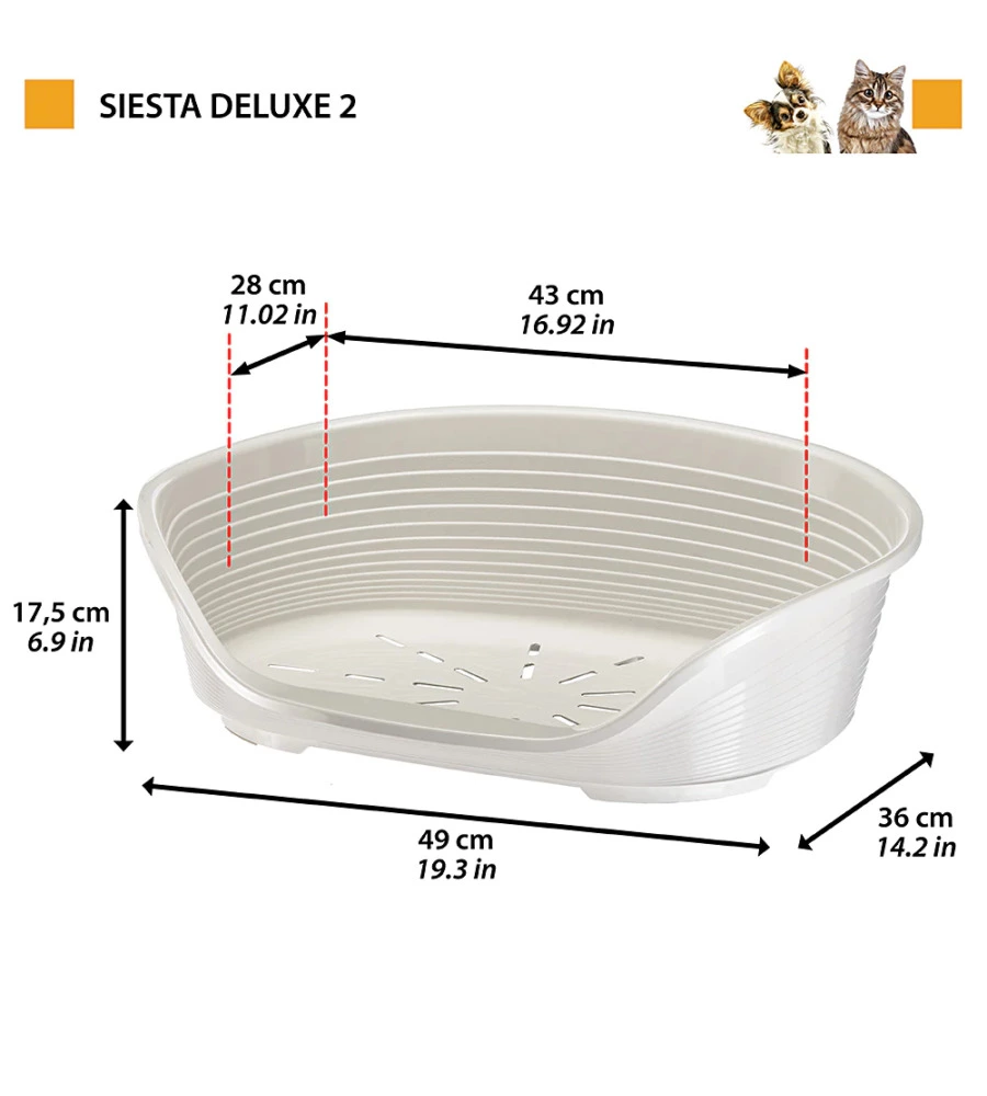 Cuccia da interno per cani e gatti 'siesta deluxe 2' bianco, 49x36x17,5 cm - ferplast