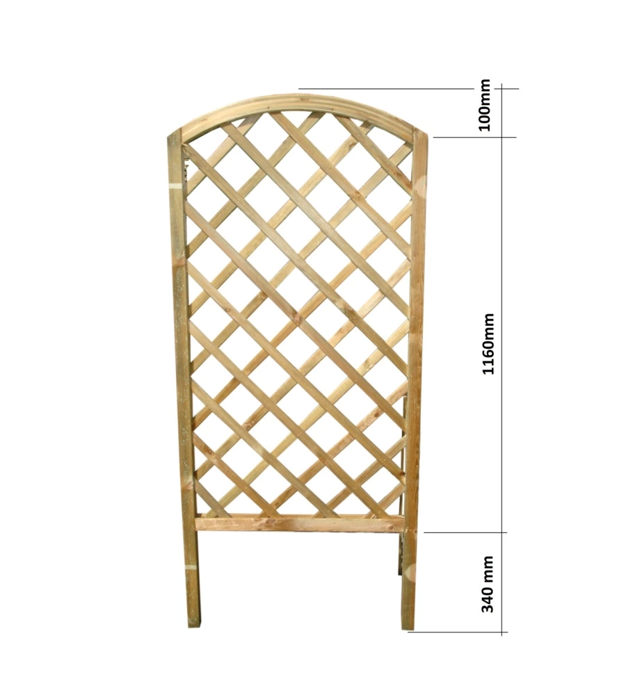 Griglia da esterno diagonale ad arco in legno di pino, 72x4,5x160 cm