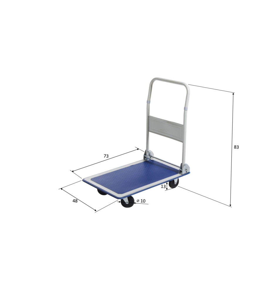 Carrello pieghevole con pianale e ruote piroettanti intercambiabili, 150 kg di portata