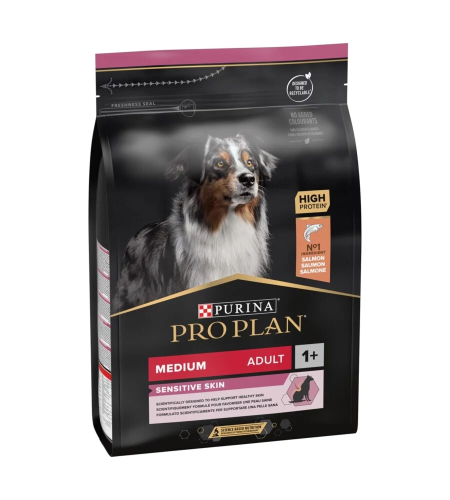 Crocchette per cani purina "pro plan" adulto di taglia media con salmone sensitive skin 3 kg