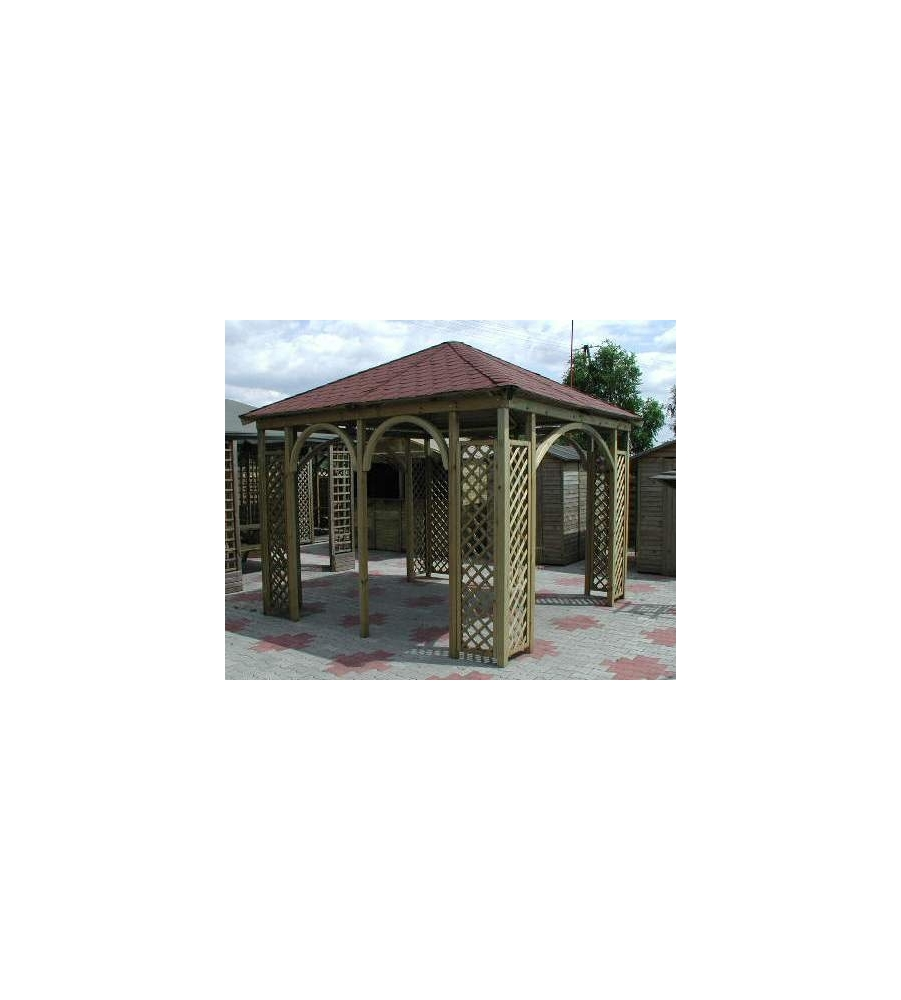 Gazebo con tegole canadesi - 345x345x310 cm.