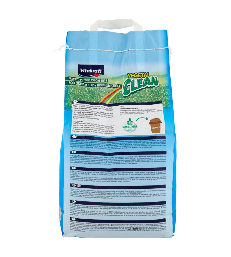 Lettiera per gatti vitakraft "vegetal clean" 8 litri