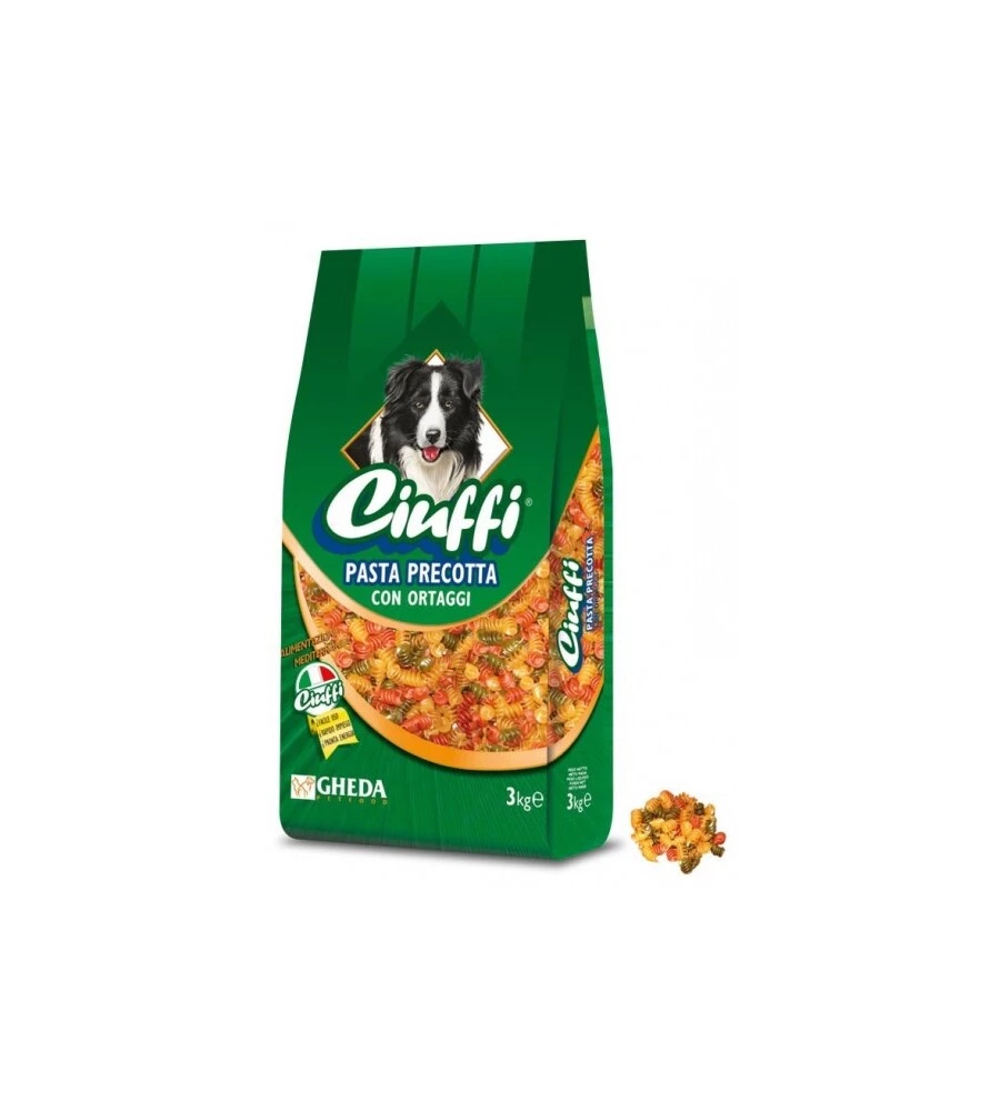 Pasta precotta per cani "ciuffi"  con ortaggi - 7,5 kg