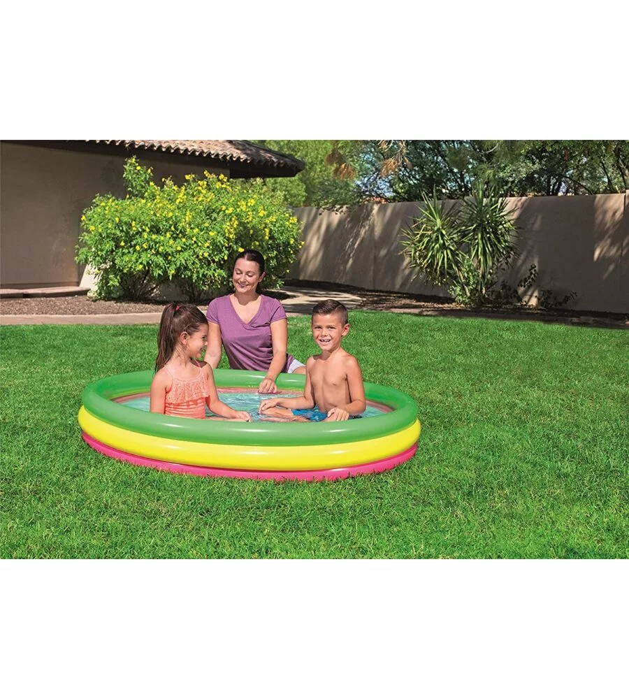 Piscina gonfiabile rotonda per bambini bestway "3 anelli multicolore" 152x30 cm - cod. 51103