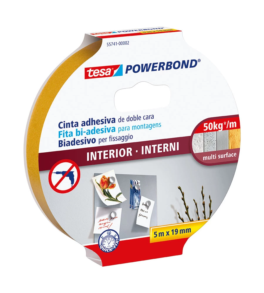 Nastro biadesivo per interni "extra strong", 5 mt x 19 mm - tesa