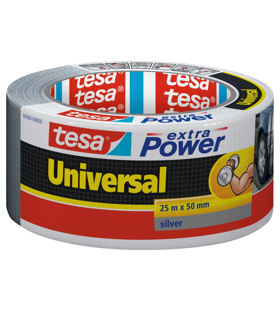 Nastro adesivo tesa "extra power" colore argento, 25 mt x 50 mm