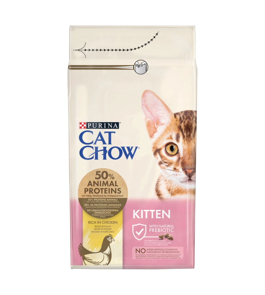 Crocchette per gatto kitten "cat chow" al pollo, 1,5 kg - purina