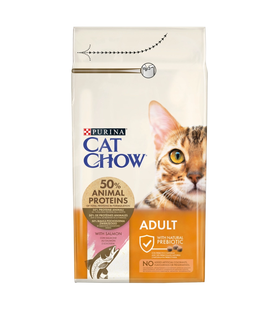 Crocchette per gatto adulto "cat chow"  al salmone, 1,5 kg - purina