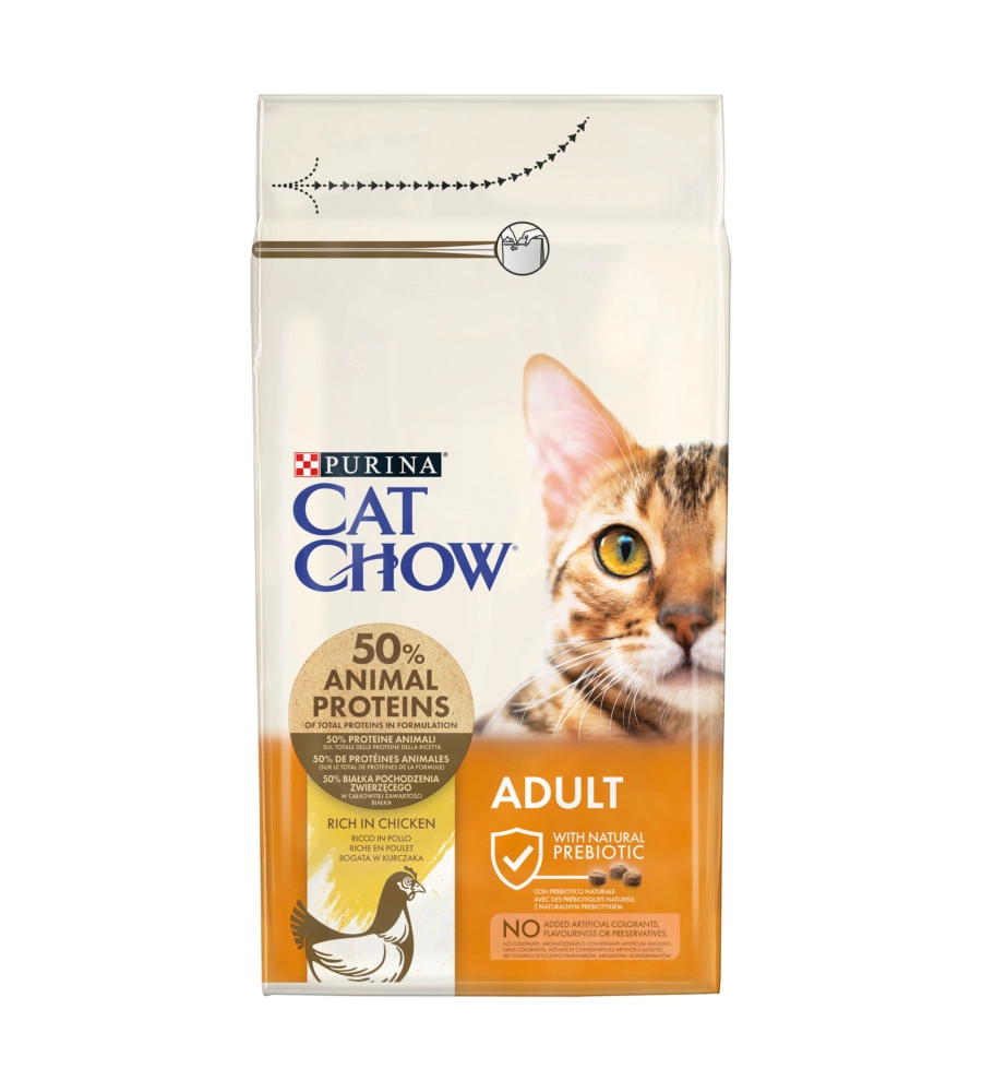 Crocchette per gatto adulto "cat chow" al pollo, 1,5 kg - purina