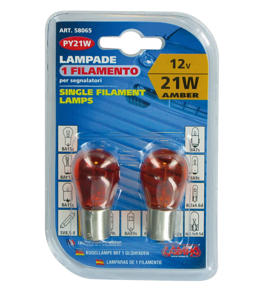 Coppia lampade 12v 15s 21w arancio  58065