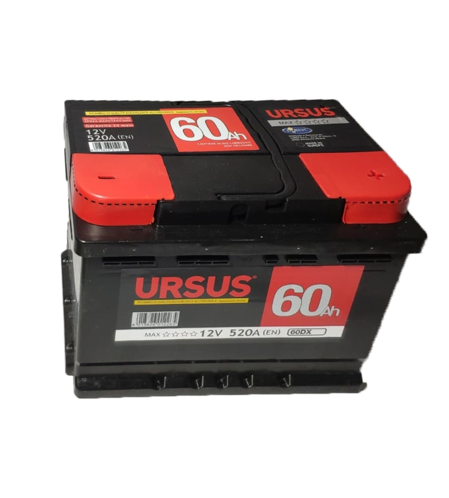 Batteria avviamento auto ursus max, 60 ah dx
