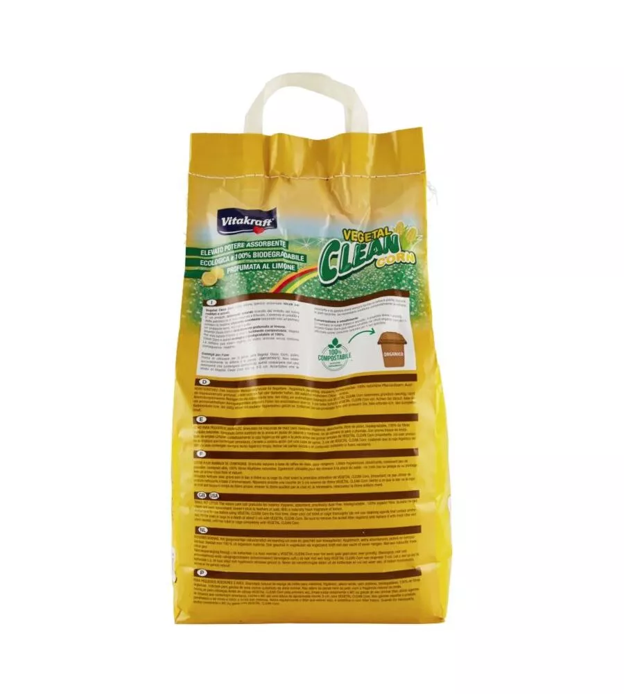 Lettiera igienica per gatti vitakraft "vegetal clean corn" 8 litri