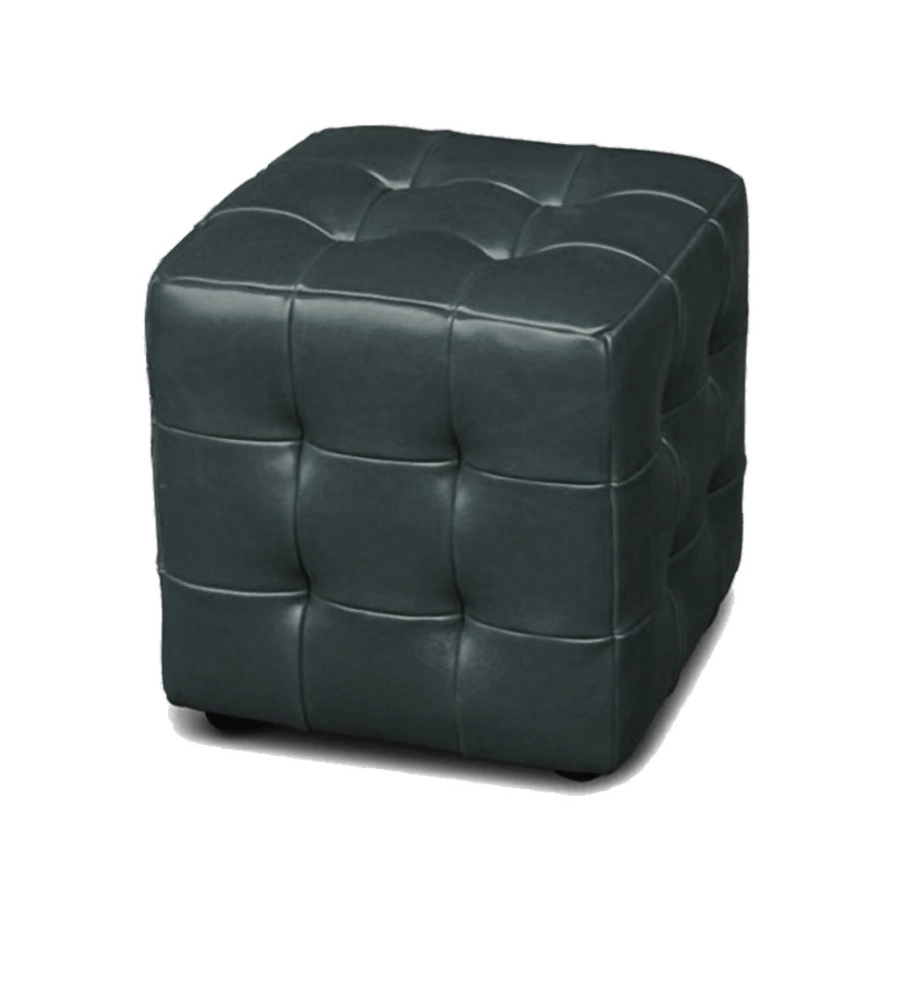 Pouf "bali" in ecopelle nero, 40x40x40 cm