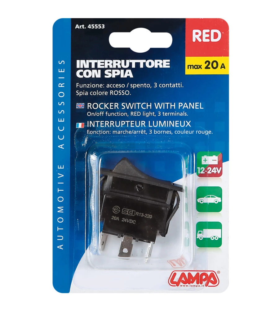 Interruttore con spia 20a-12v  45553