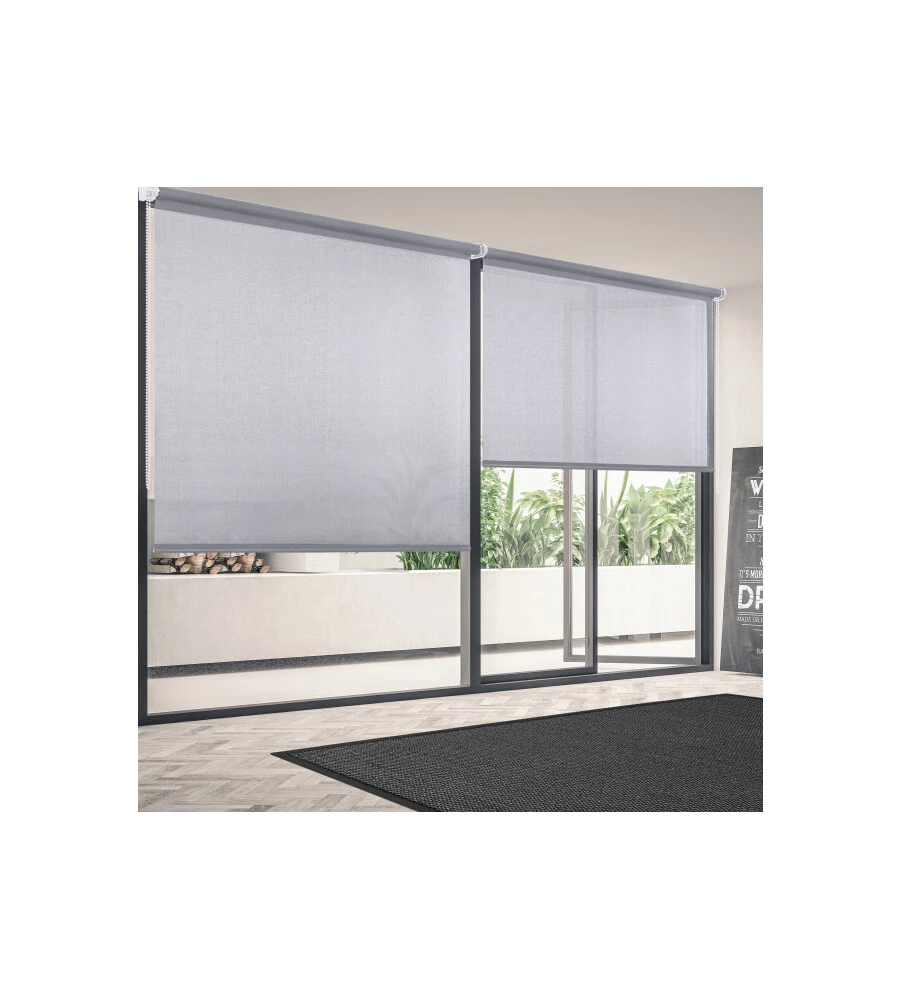 Tenda a rullo "screen" grigio e bianco, 100x180 cm