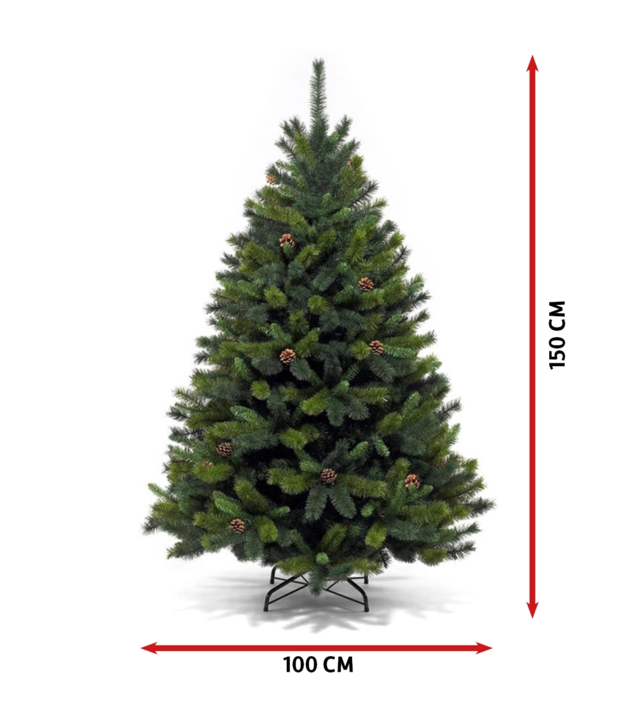 Albero di natale "nebraska" con 720 rami e apertura ad ombrello, 150 cm