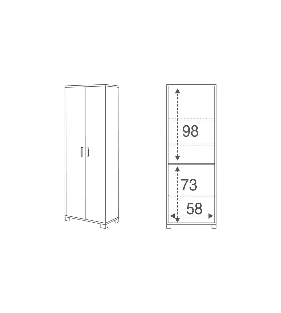 Mobile 2 ante bianco fiammato, 63x183x34 cm