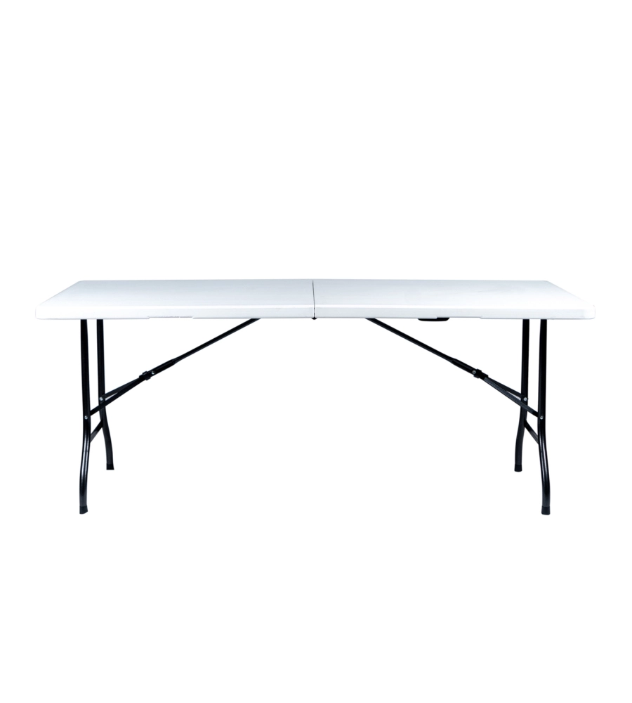 Tavolo da campeggio pieghevole eurogarden in metallo e plastica colore bianco, 183x76x72 cm