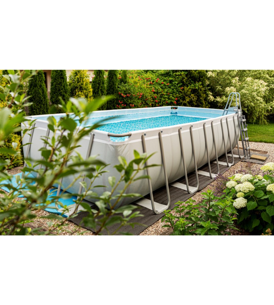 Piscina fuori terra rettangolare bestway "power steel frame" 732x366x132 cm con pompa, telo e scaletta - cod. 56475