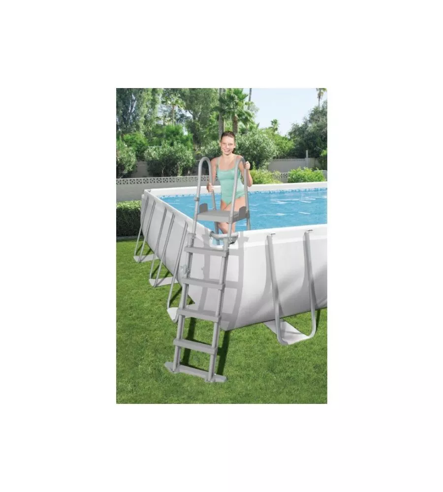 Piscina fuori terra rettangolare bestway "power steel frame" 732x366x132 cm con pompa, telo e scaletta - cod. 56475