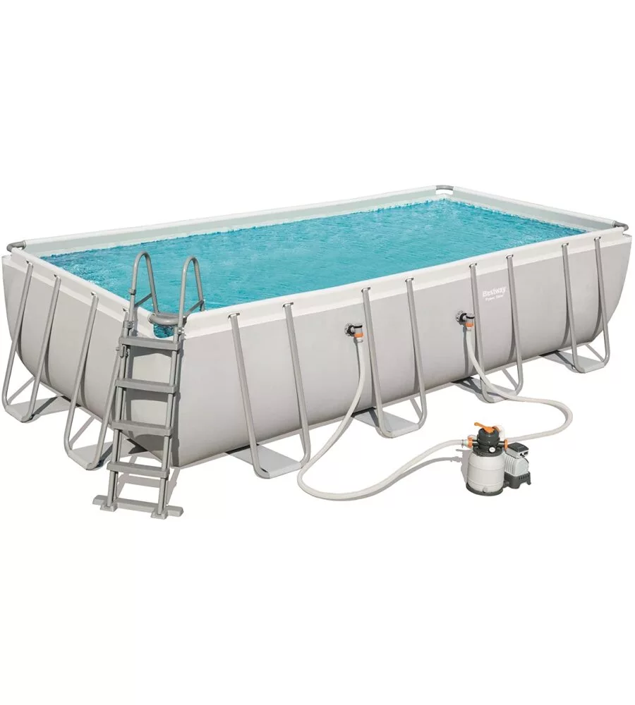 Piscina fuori terra rettangolare bestway "power steel frame" 549x274x122 cm con di pompa, scaletta, cover e chemconnect - cod. 56466