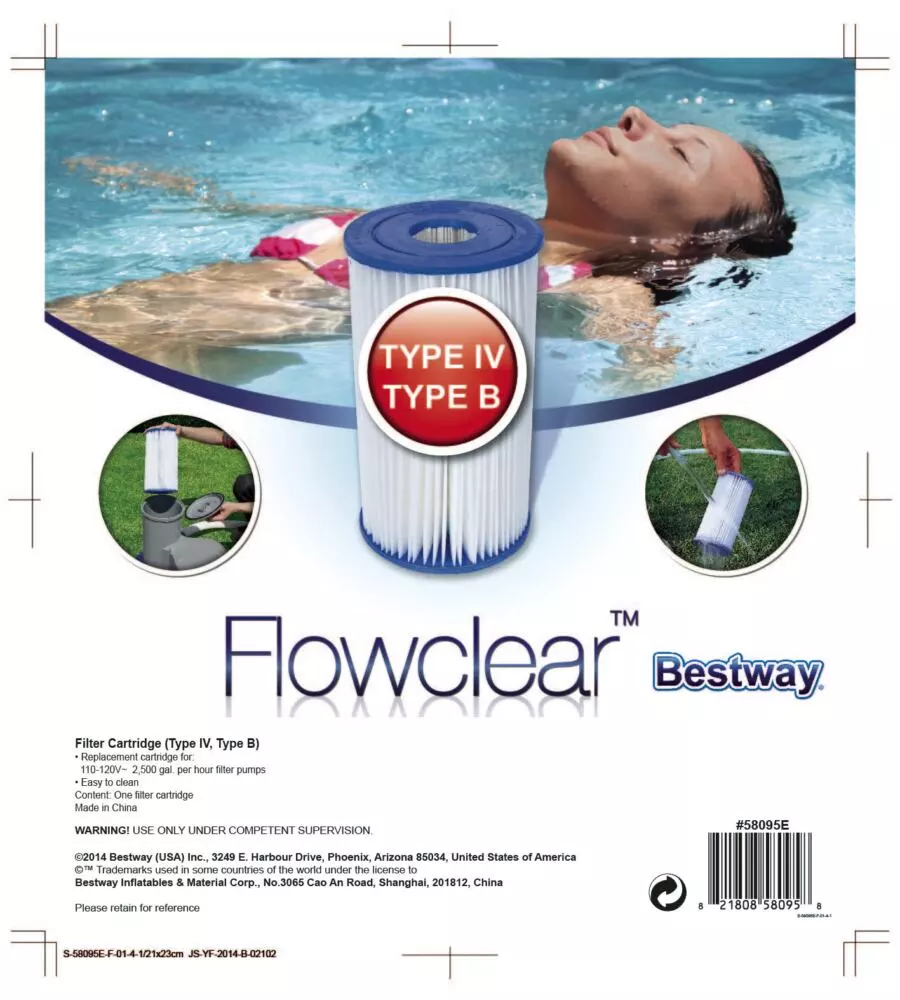 Filtro cartuccia iv pompe piscina da 9463 lt/h - bestway 58095