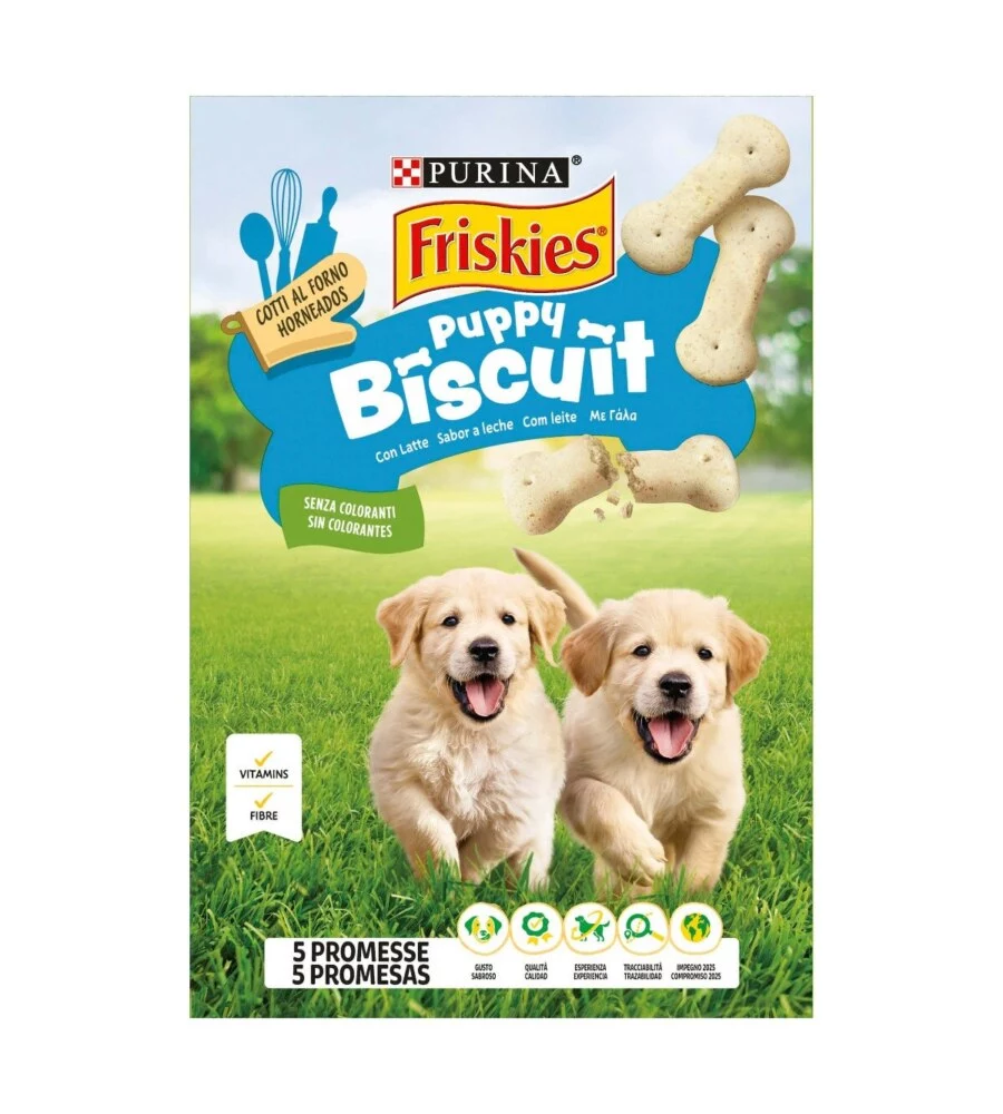 Biscotti per cani purina friskies "puppy biscuit" per cuccioli di tutte le taglie con latte 350 gr