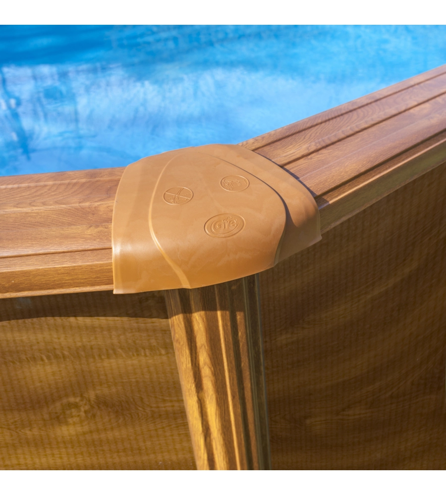 Piscina fuori terra rotonda gre "pacific" in acciaio effetto legno 350x350x120 - cod. kit350w