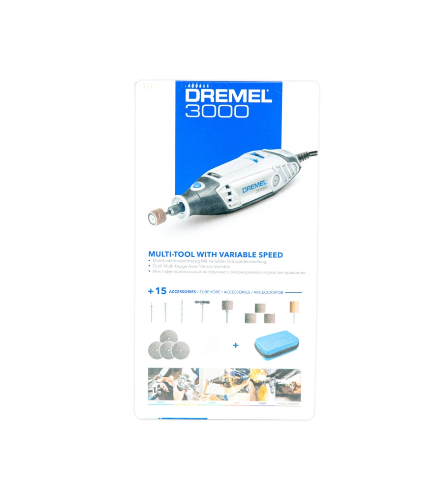 Multiutensile rotativo 3000 dremel 130 w, con 15 accessori e custodia - bosch.